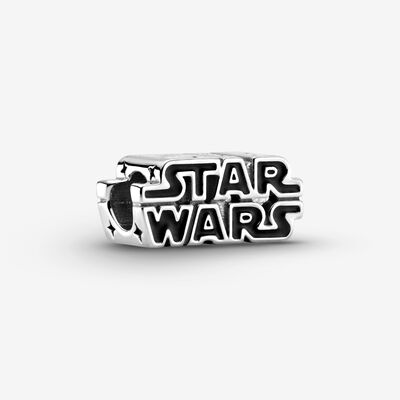 Star Wars Silver 3D Logo Charm, Sterling Silver, Black - PANDORA - #799246C01