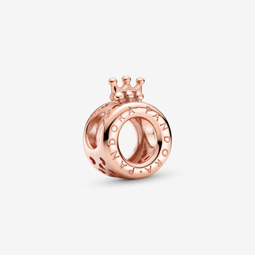 Pandora Logo & Crown O Charm | Rose gold plated | Pandora US