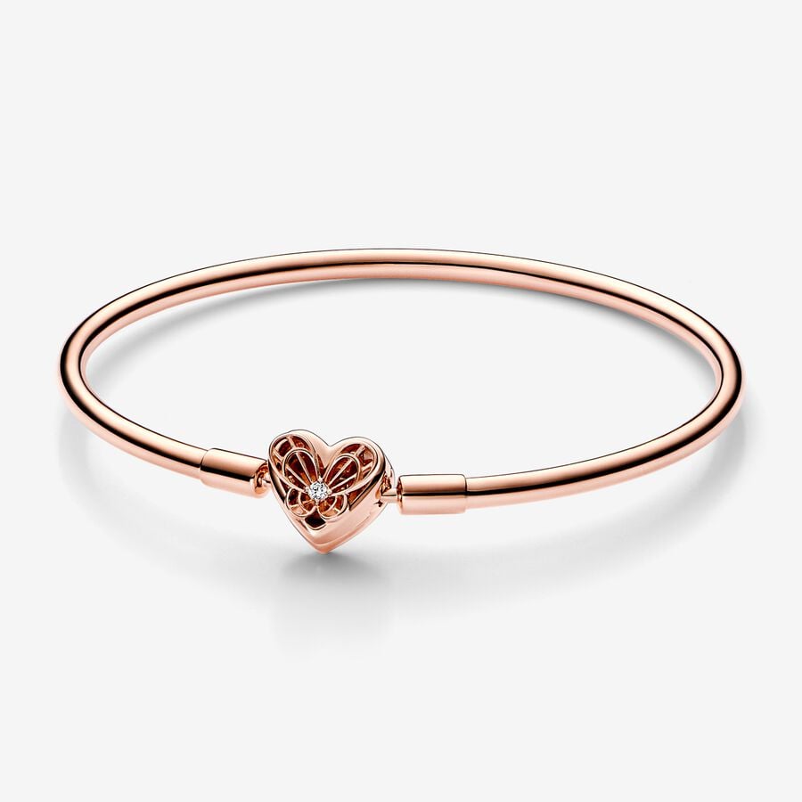 FINAL SALE - Pandora Moments Heart & Butterfly Bangle image number 0