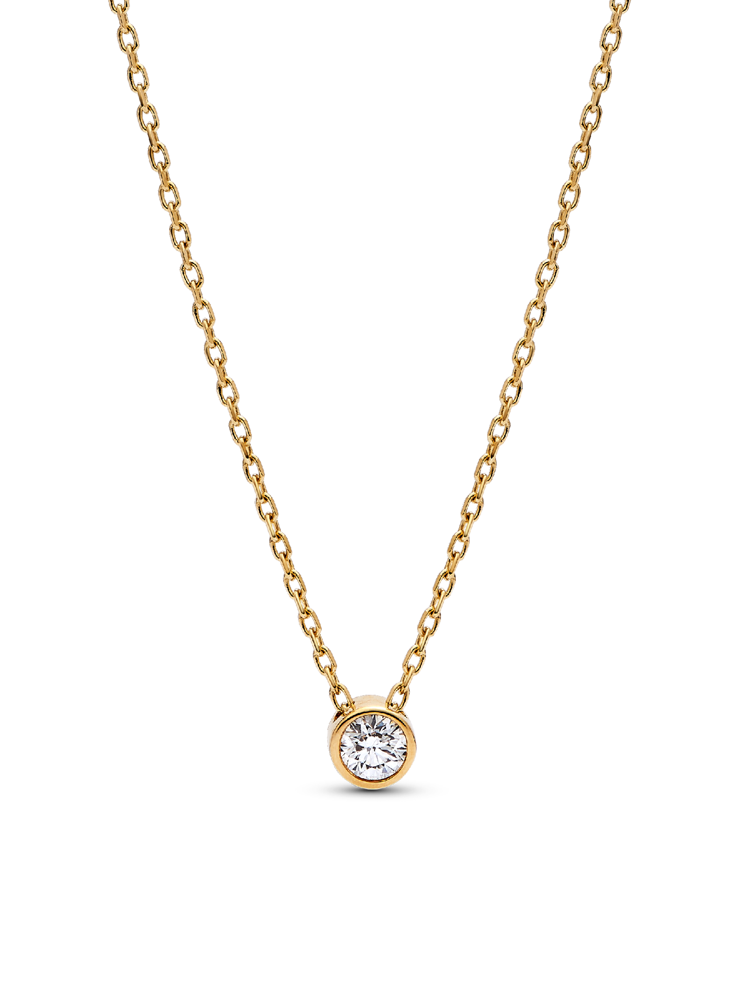 Женские колье Pandora Era Bezel 14k Gold Lab-grown Diamond Pendant #352885C01, цвет: Золотой — фото 1