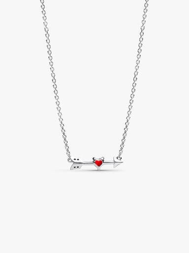 Arrow & Murano Glass Heart Necklace