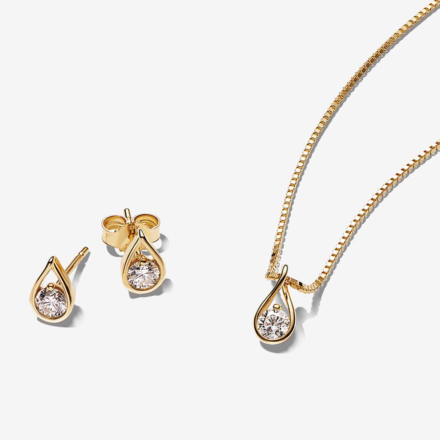 Pandora Infinite Lab-grown Diamond Necklace and Earrings Set 0.75 carat tw 14k Gold image number 0