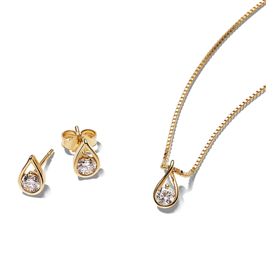 Pandora Infinite Lab-grown Diamond Necklace and Earrings Set 0.75 carat tw 14k Gold