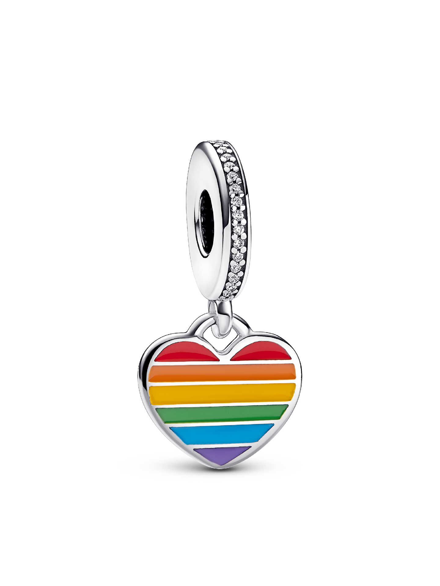 Женский шарм Pandora Pride Rainbow Heart Dangle Charm, цвет: Серебро — фото 1
