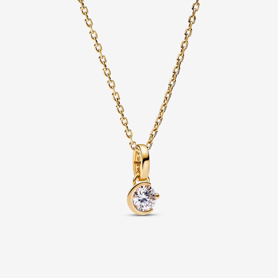 Pandora Talisman Lab-grown Diamond Moon Pendant Necklace 0.25 carat tw 14k Gold image number 0