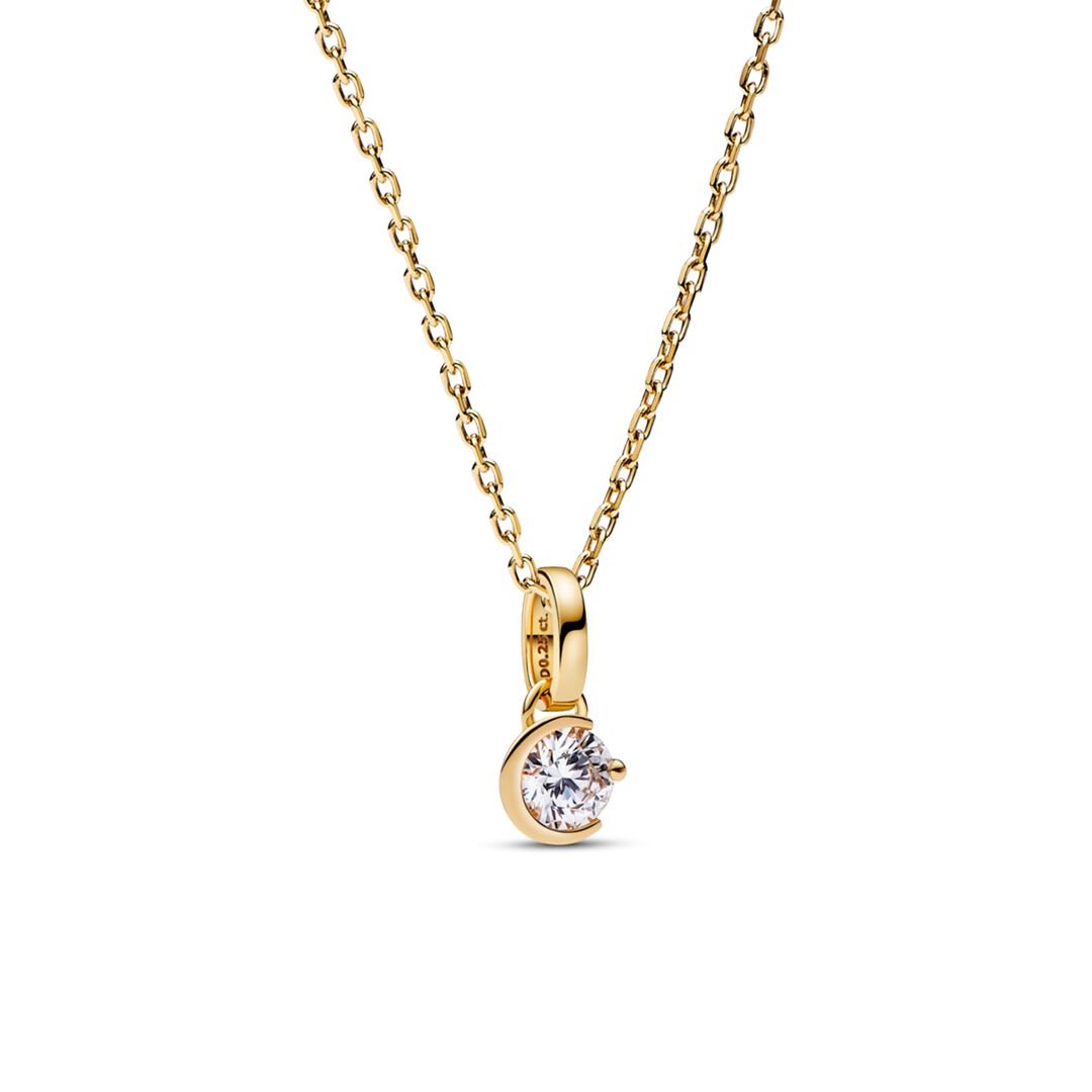 Pandora Talisman Lab-grown Diamond Moon Pendant Necklace 0.25 carat tw 14k Gold