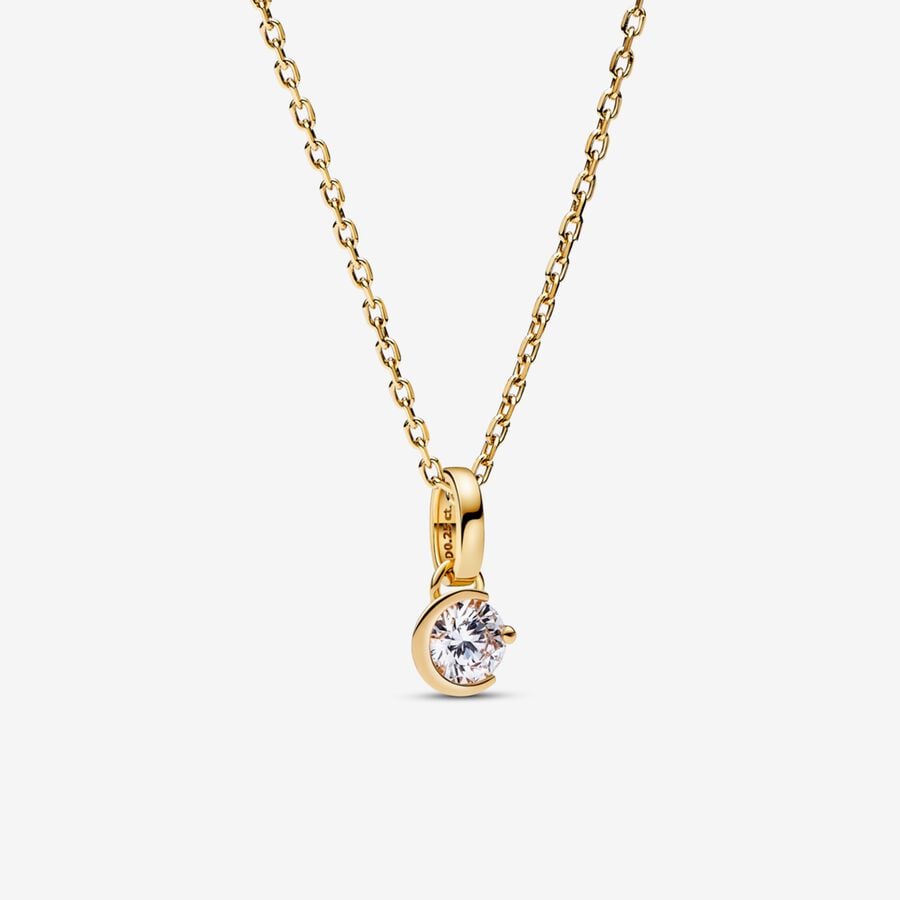 Pandora Talisman Lab-grown Diamond Moon Pendant Necklace, 14 K Gold, 0.25 carat TW image number 0