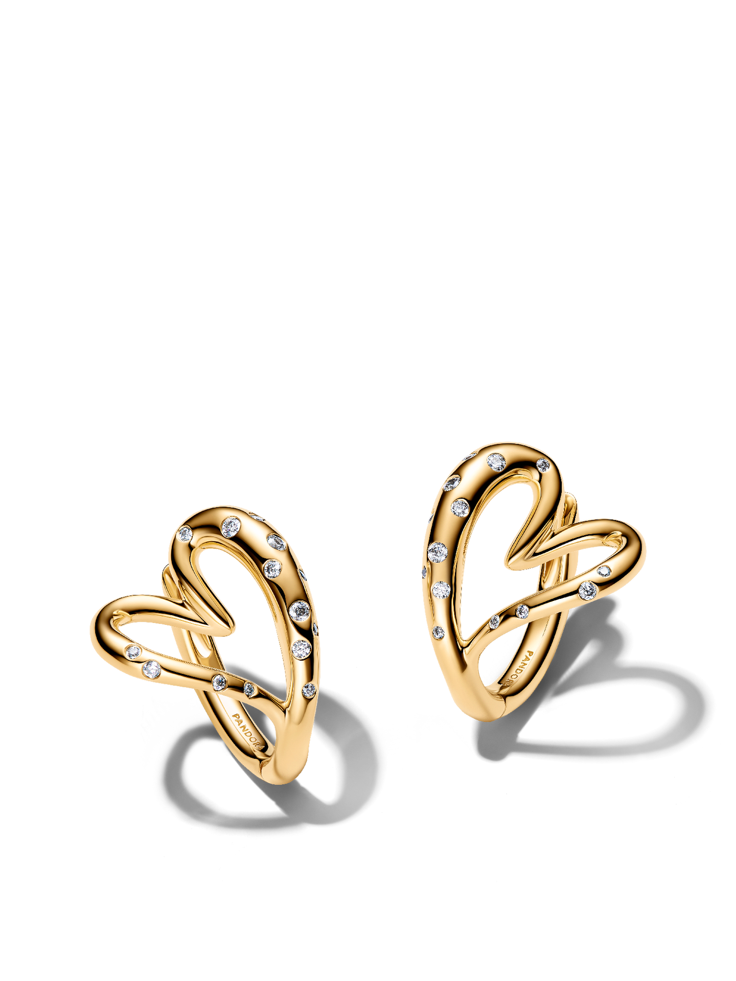 Женские серьги Pandora Organically Shaped Stone-Set Heart, цвет: Позолоченный — фото 1
