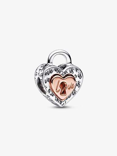 FINAL SALE - Two-tone Padlock Splittable Heart Charm