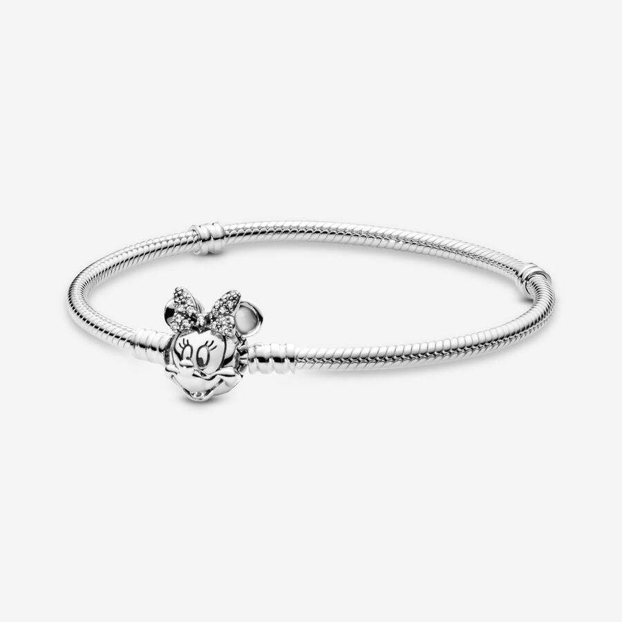 Classic Disney and Friends Chrystal, Sapphire Encrusted Charm Bracelet w/ Chrystal Encased Minnie Mouse Charm Extender Charm Bracelet