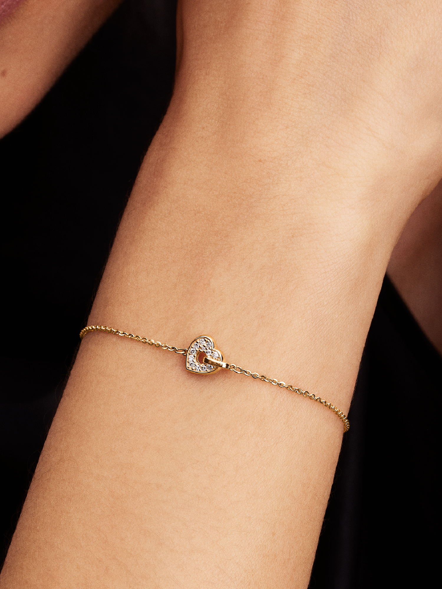 Pandora Talisman 14k Gold Lab-grown Diamond Pavé Heart Chain