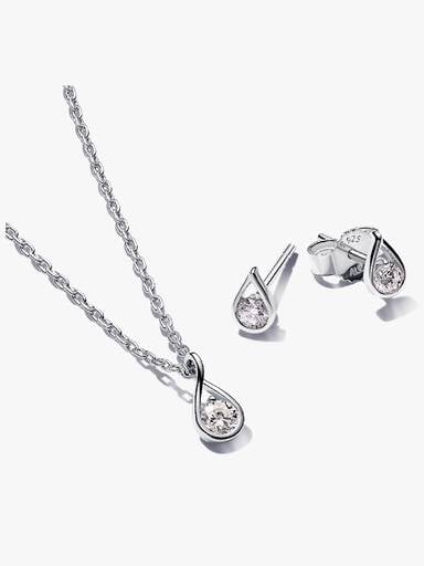 Pandora Infinite Lab-grown Diamond Jewelry Gift Set, Sterling Silver