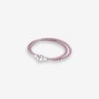 FINAL SALE - Pink Braided Double-Leather Charm Bracelet