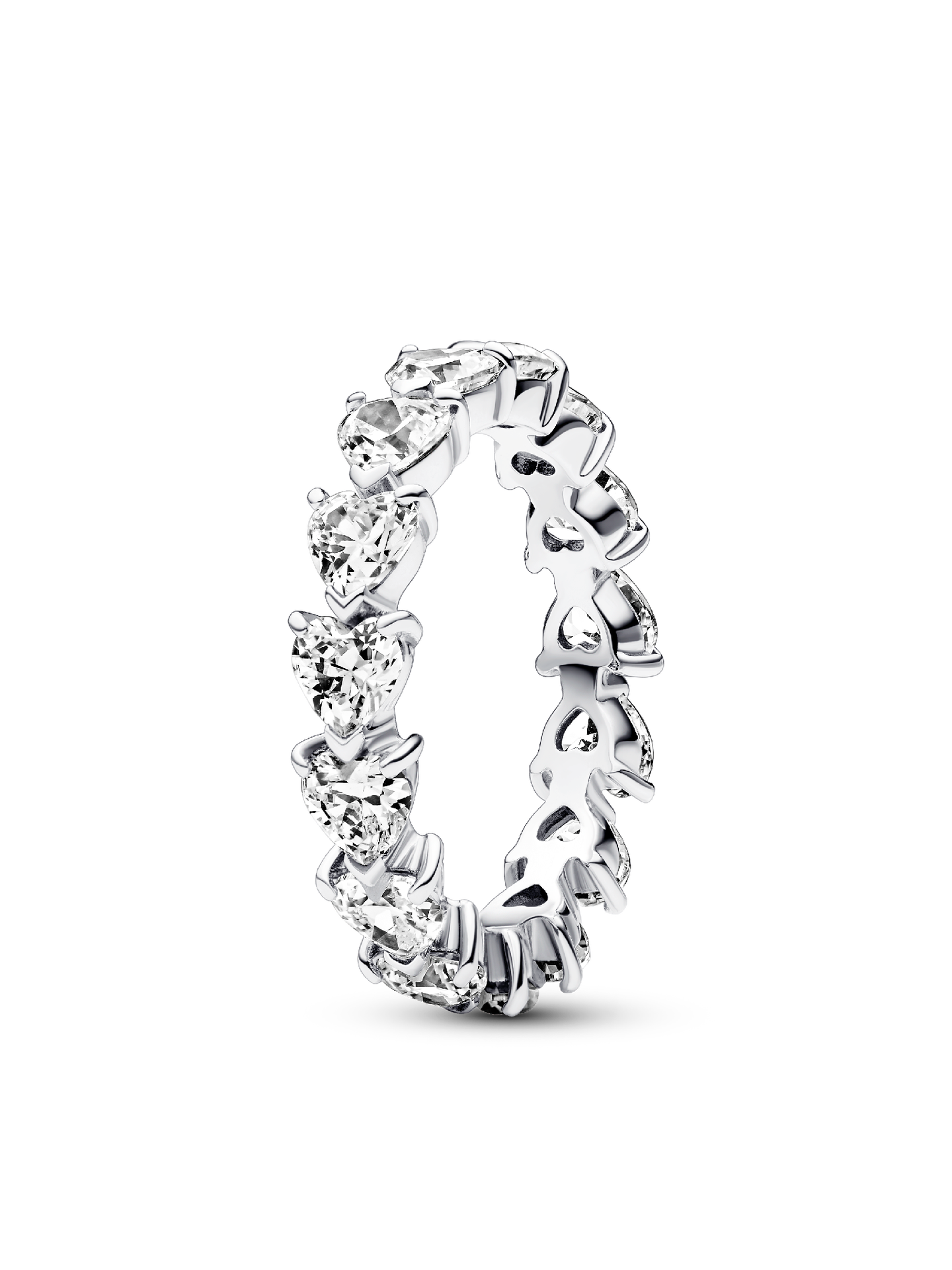Женское кольцо Pandora Band of Clear Hearts, Sterling silver, цвет: Серебро — фото 1