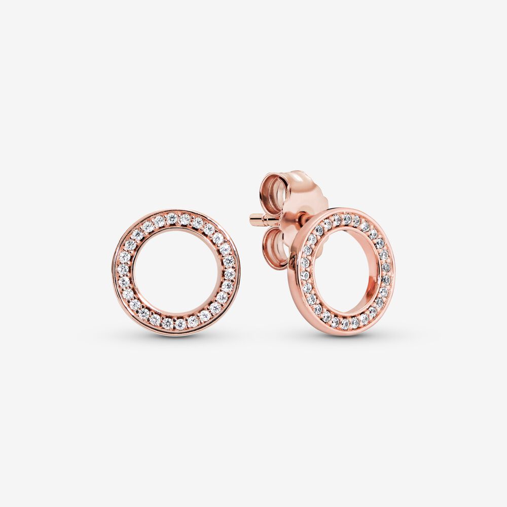 Sparkling Circle Stud Earrings | Rose Gold | Pandora US