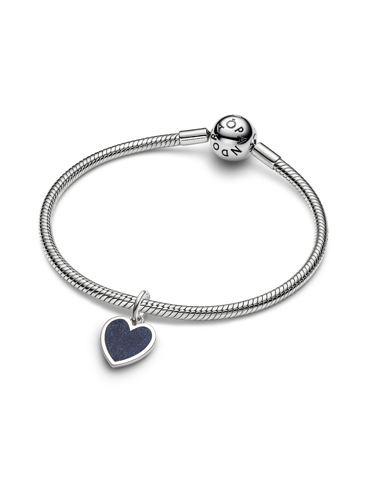 Engravable Blue Heart Dangle Charm, Platinum Plated