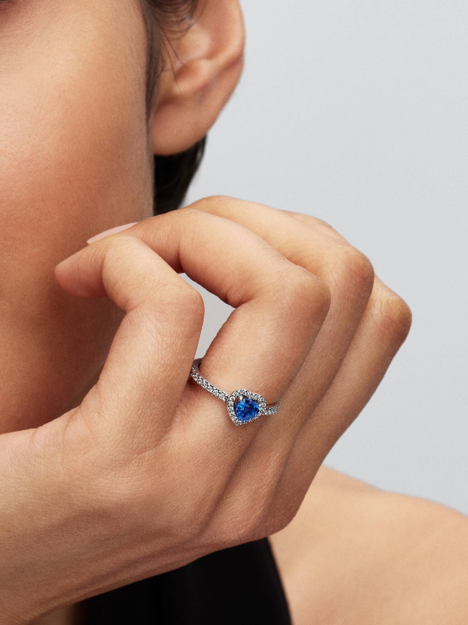 Elevated Princess Blue Heart Ring