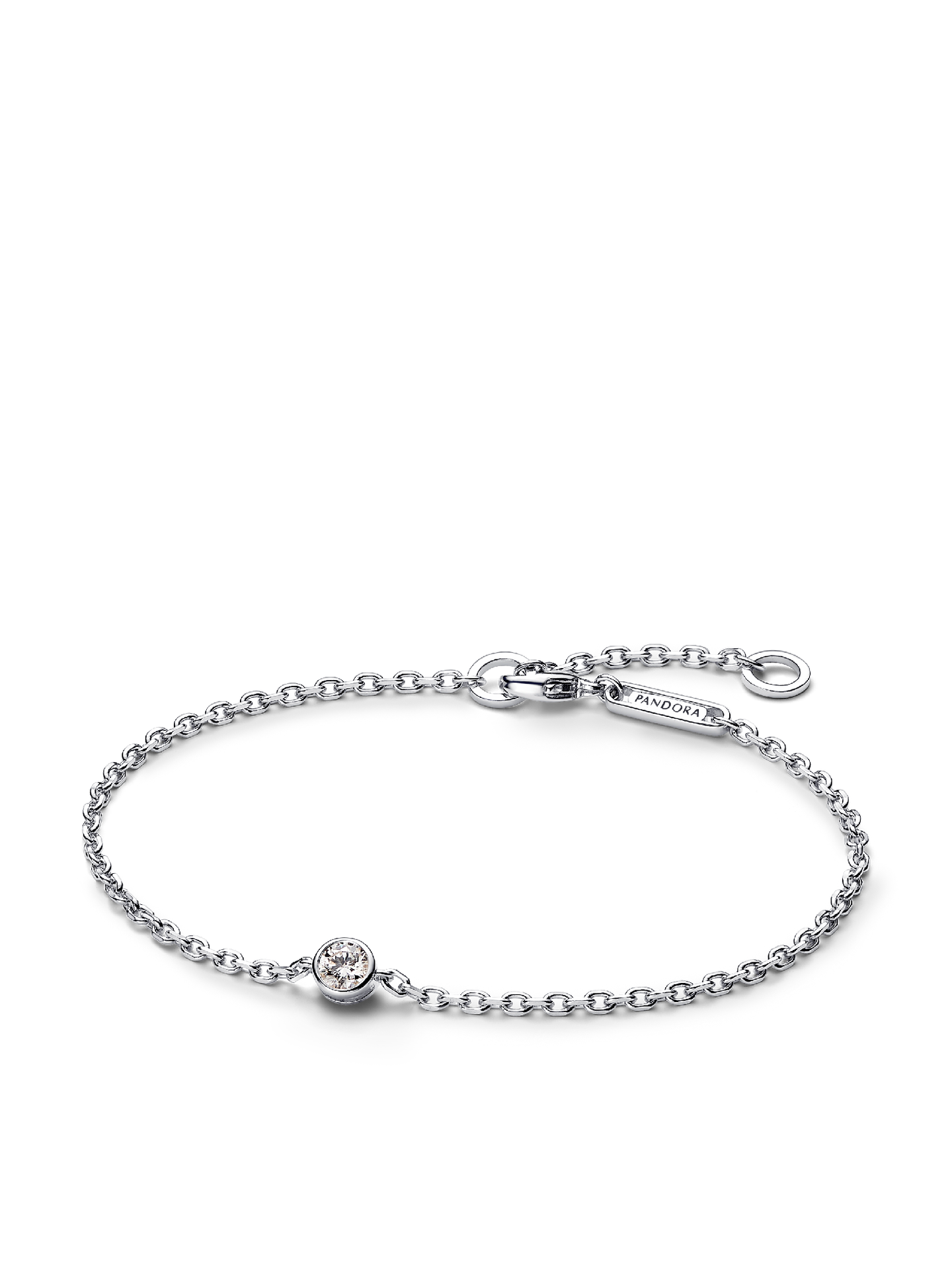 Женский браслет Pandora Era Bezel Sterling Silver Lab-grown Diamond Chain, цвет: Серебро — фото 1