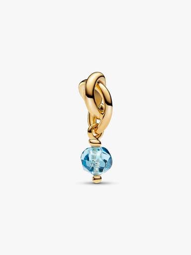 March Sea Aqua Blue Eternity Circle Dangle Charm
