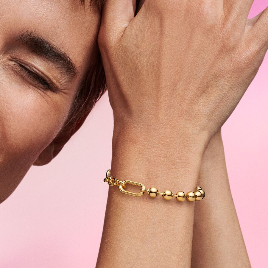 Pandora Me Gold Metal Bead & Link Chain Bracelet, 17cm