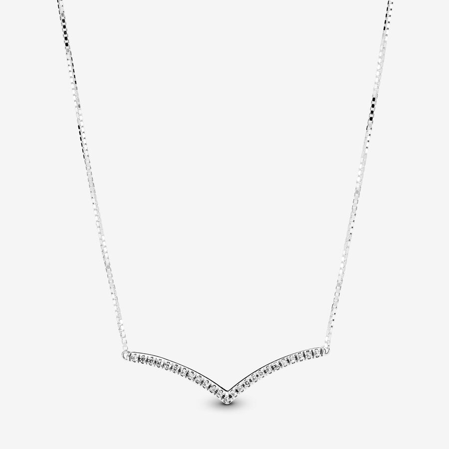 FINAL SALE - Sparkling Wishbone Necklace image number 0
