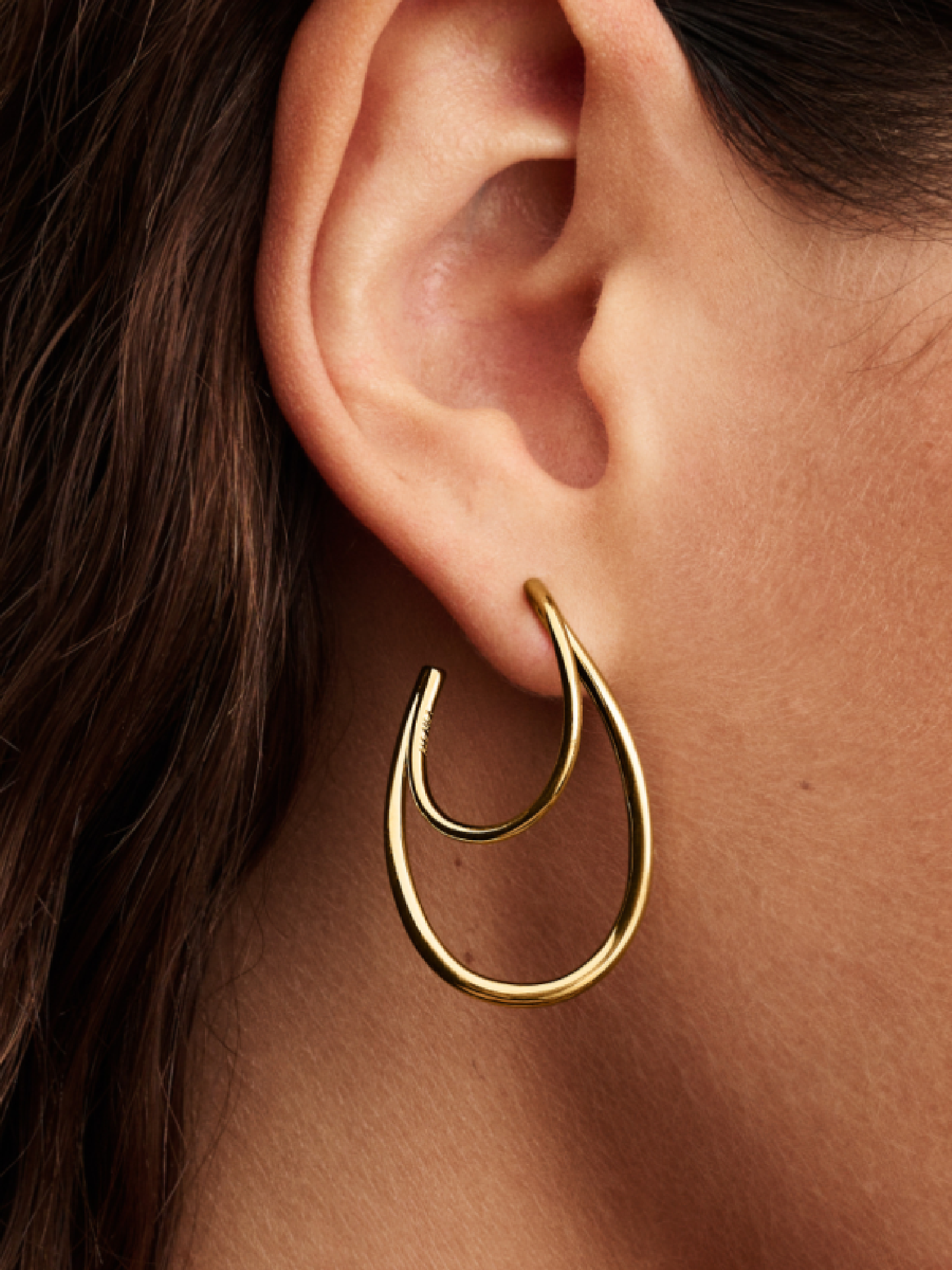 Женские серьги Pandora Organically Shaped Double, цвет: Позолоченный — фото 3