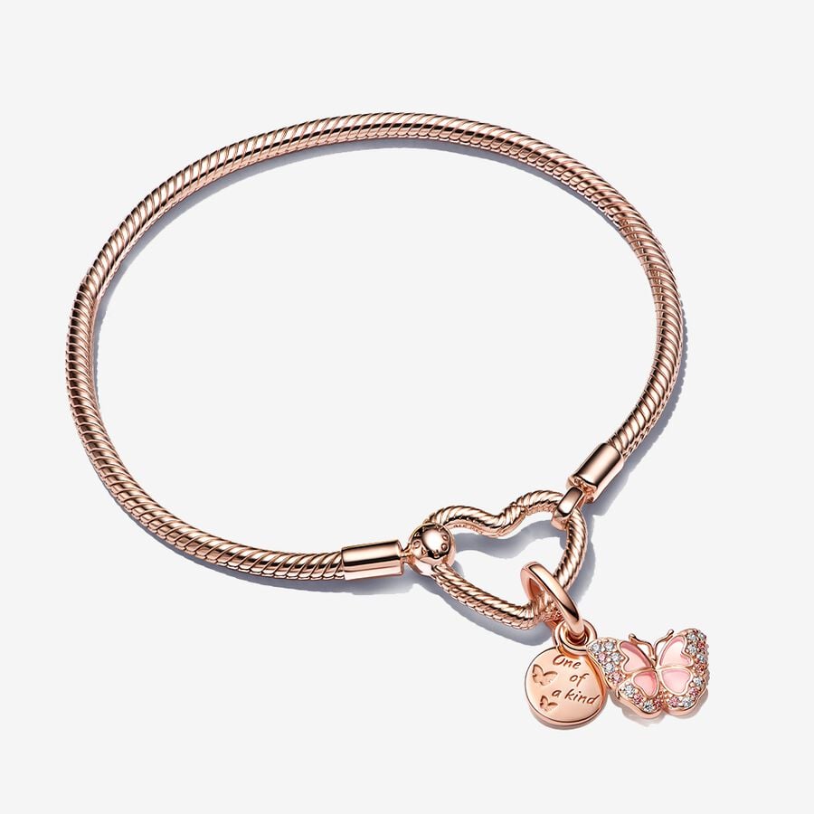 One of a Kind Rose Heart Charm Bracelet Set image number 0