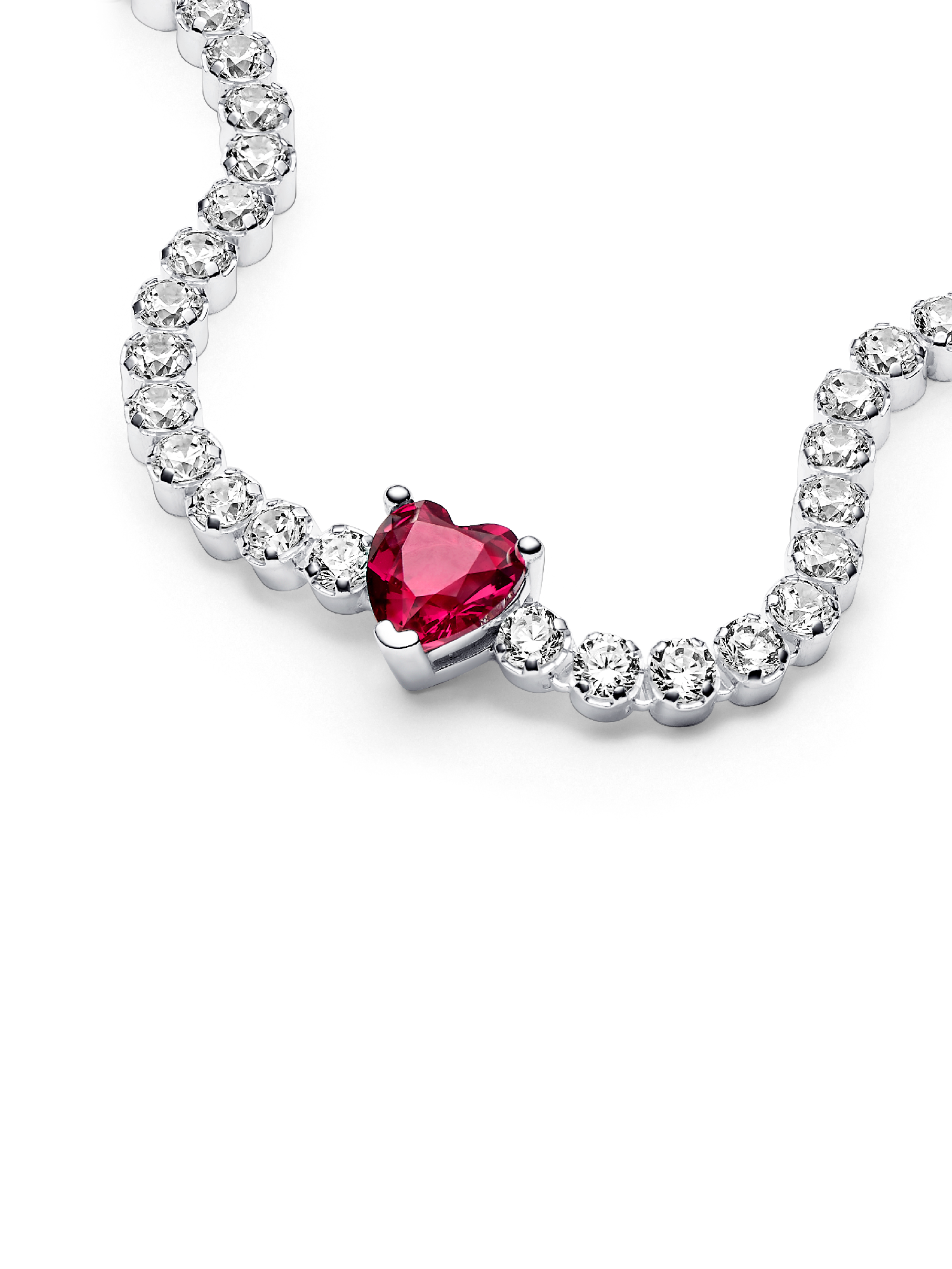 Red Sparkling Heart Tennis Bracelet | Sterling silver | Pandora US