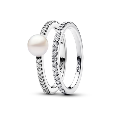 Treated Freshwater Cultured Pearl Ring Band Set