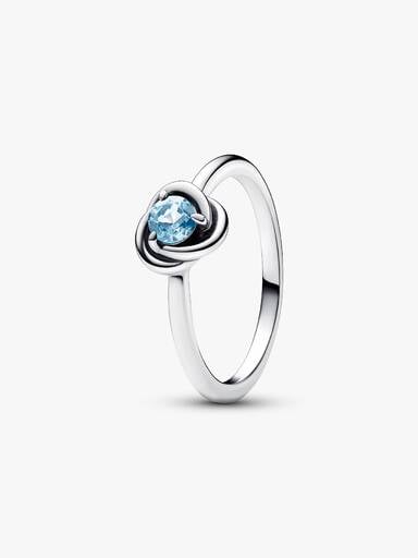 March Sea Aqua Blue Eternity Circle Ring