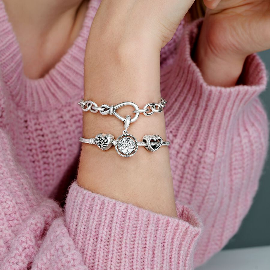 Pandora Bracelet With Pink and Clear Zircon Granddaughter Themed Charms 