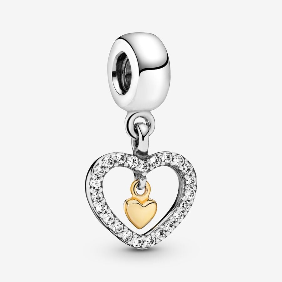 FINAL SALE - Sparkling Double Heart Dangle Charm image number 0