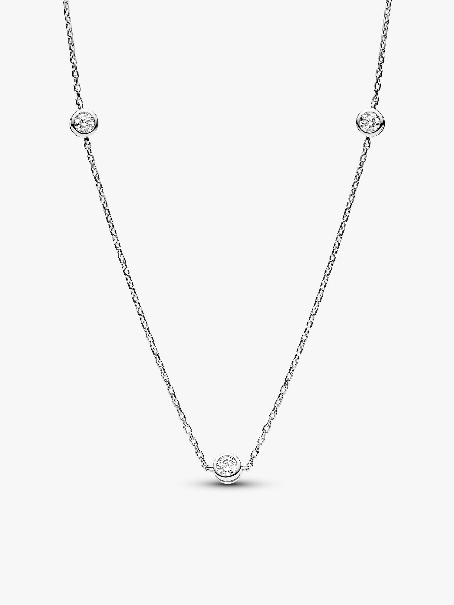 FINAL SALE - Pandora Era Bezel Sterling Silver Lab-grown Diamond Station Necklace