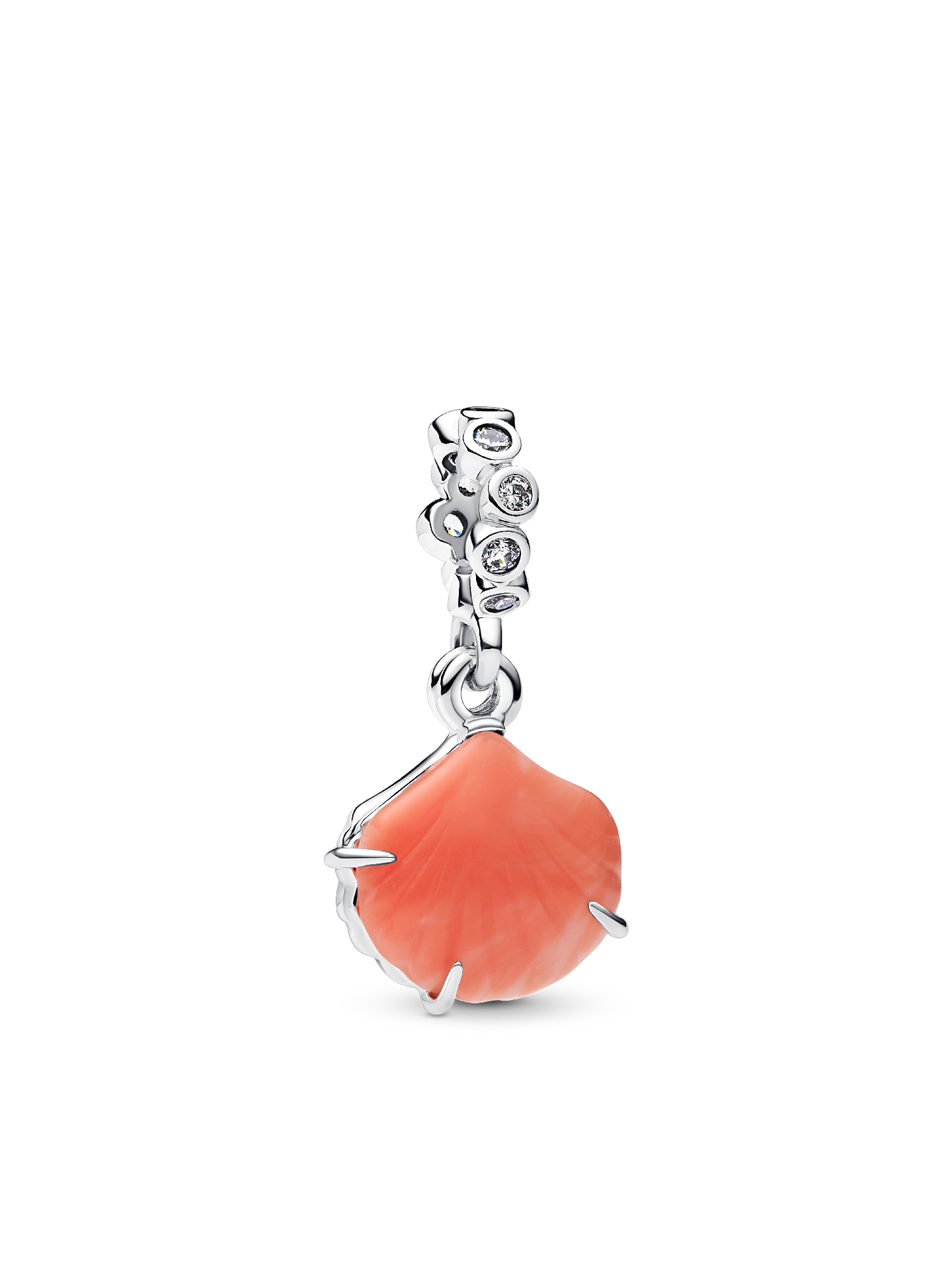 Женский шарм Pandora Coral-colored Shell Double Dangle Charm, цвет: Серебро — фото 1
