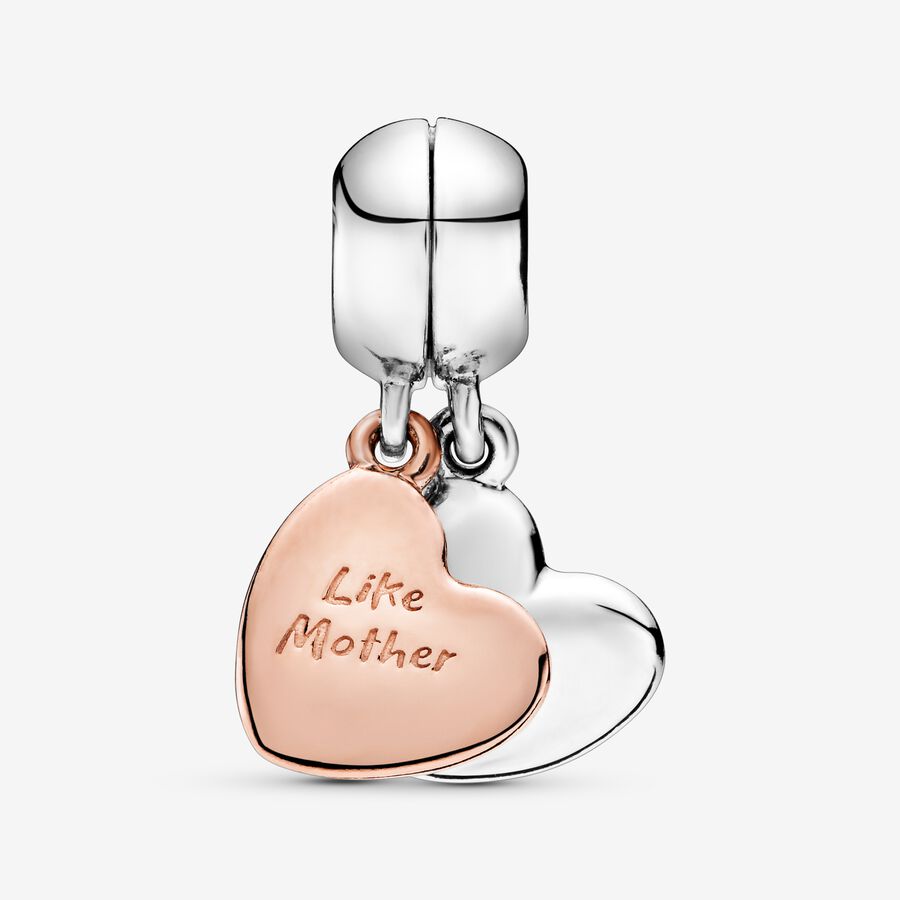 FINAL SALE - Mother and Daughter Heart Split Dangle Charm image number 0