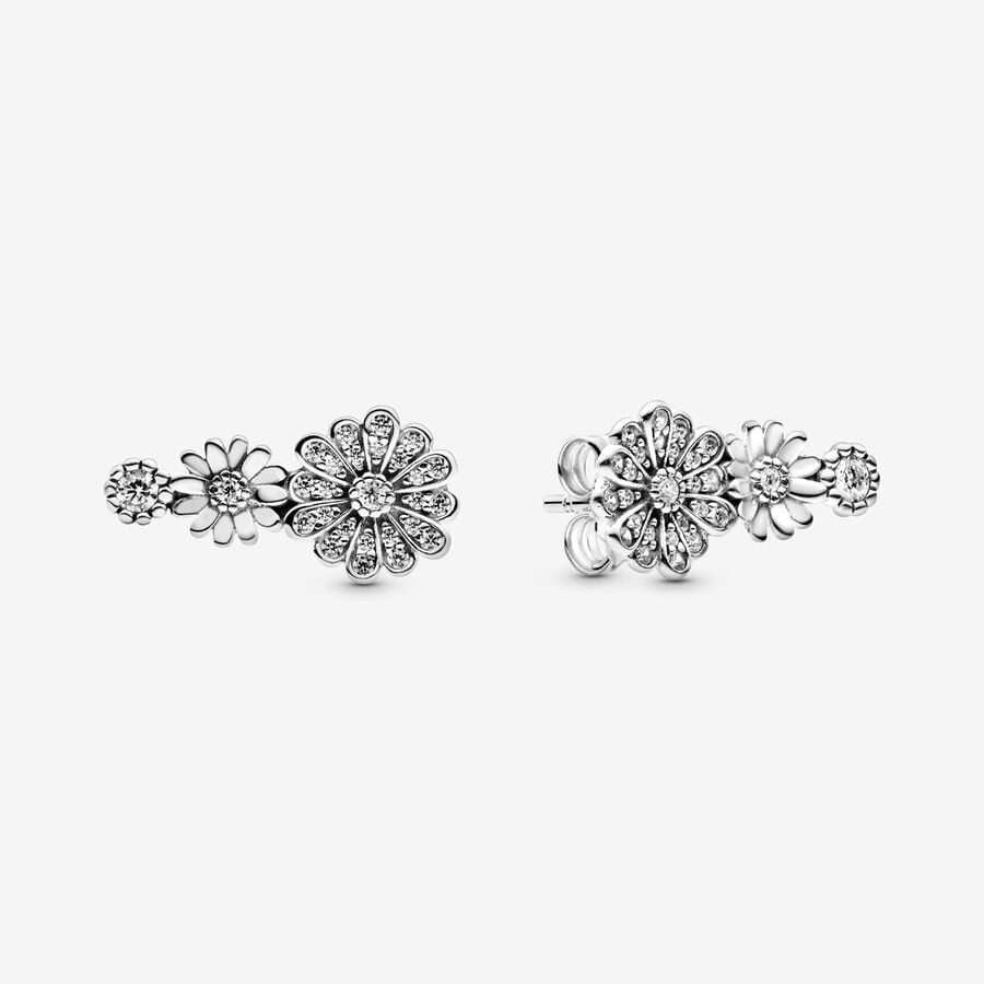 Sparkling Daisy Flower Trio Stud Earrings image number 0