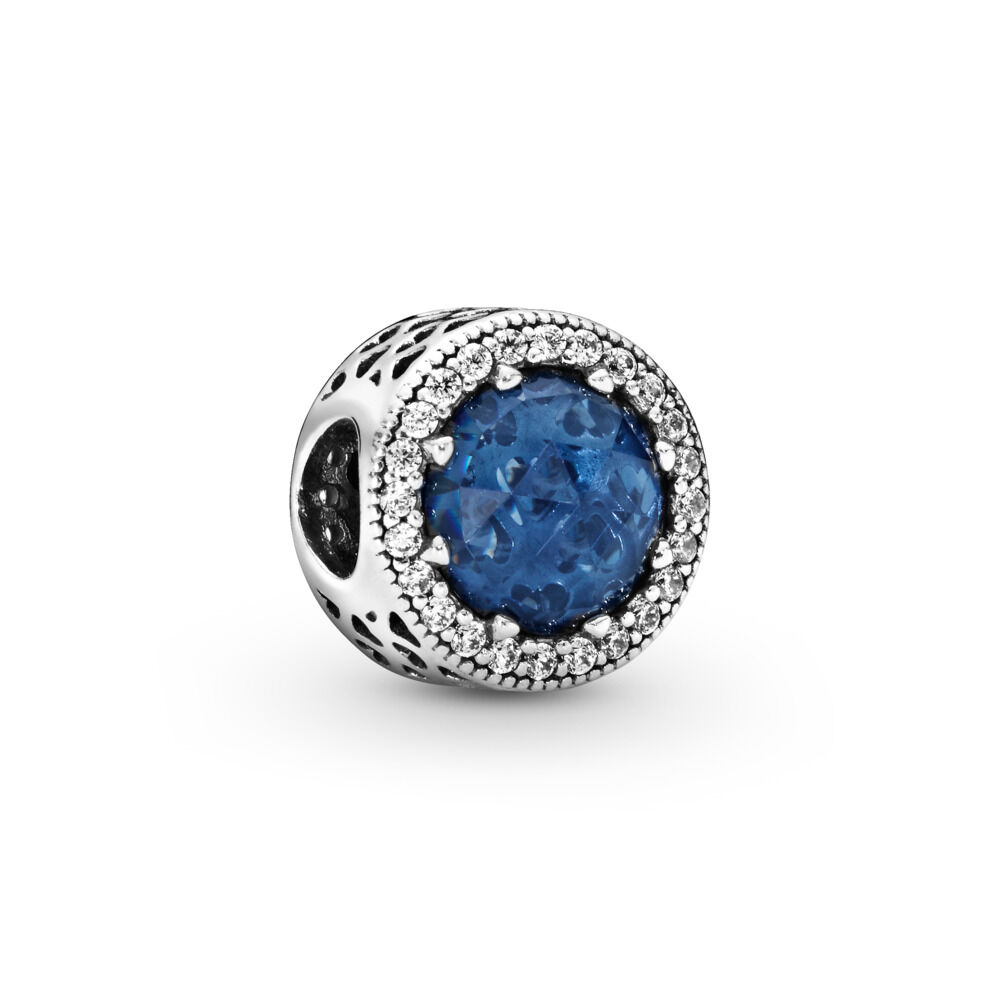 Radiant Hearts Charm with Blue Crystal 