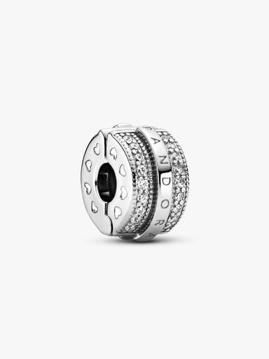 FINAL SALE - Sparkling Pavé Lines & Logo Clip Charm
