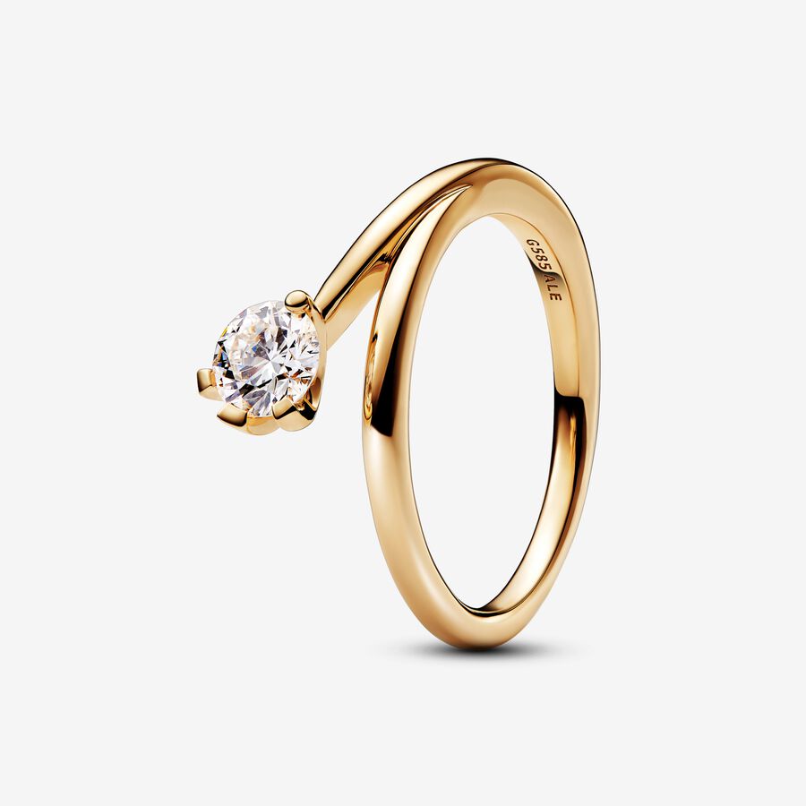 Pandora Women's Nova 0.50ctw Lab-Grown Diamond 14K Yellow Gold Asymmetric Ring | Size 6