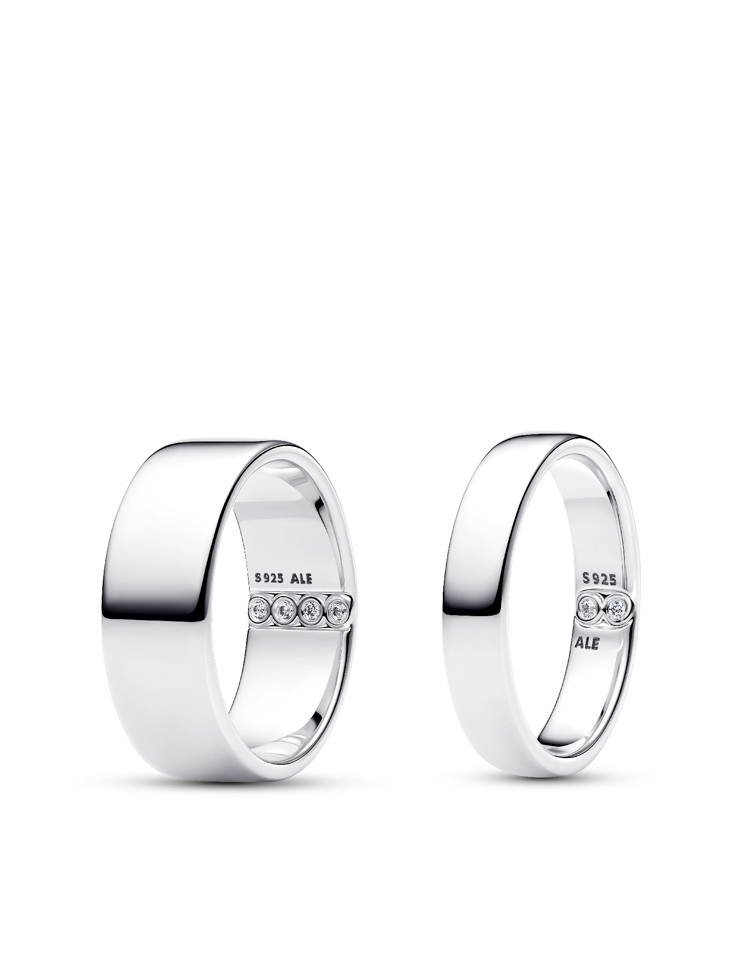 His & Hers Silver Secret Engraving Ring Set