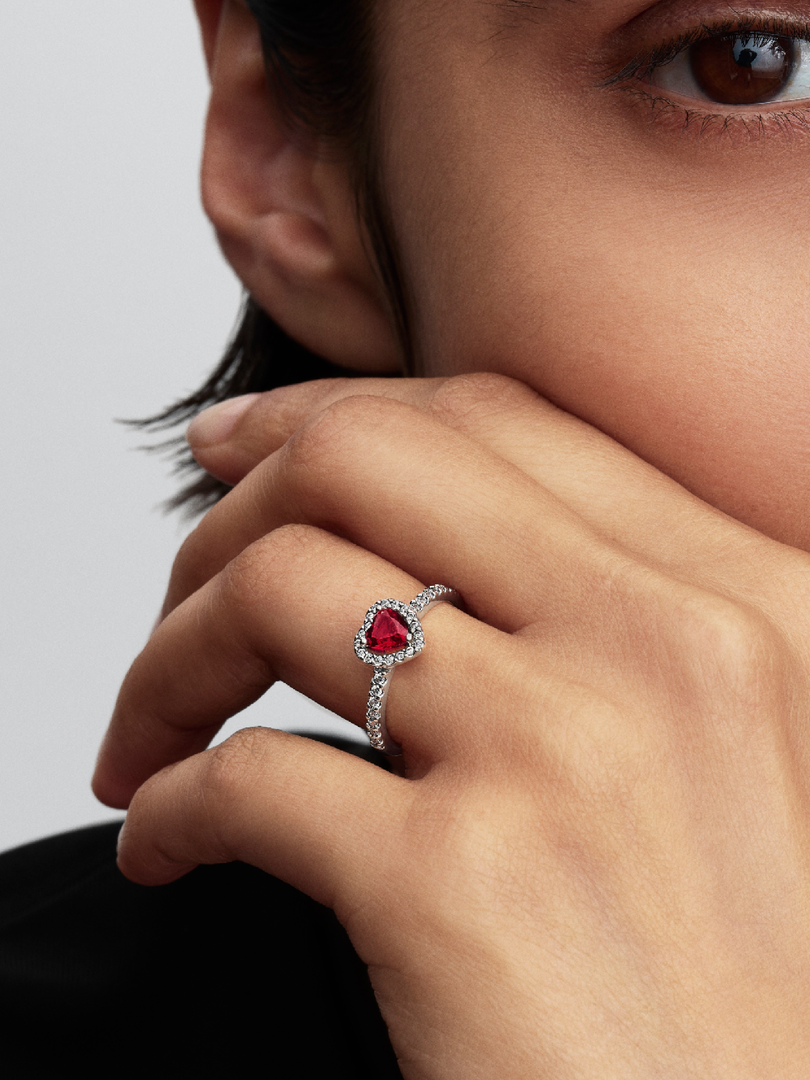 Elevated Fuchsia Rose Heart Ring