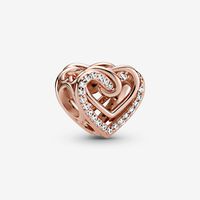 Sparkling Entwined Hearts Charm | Rose gold plated | Pandora US