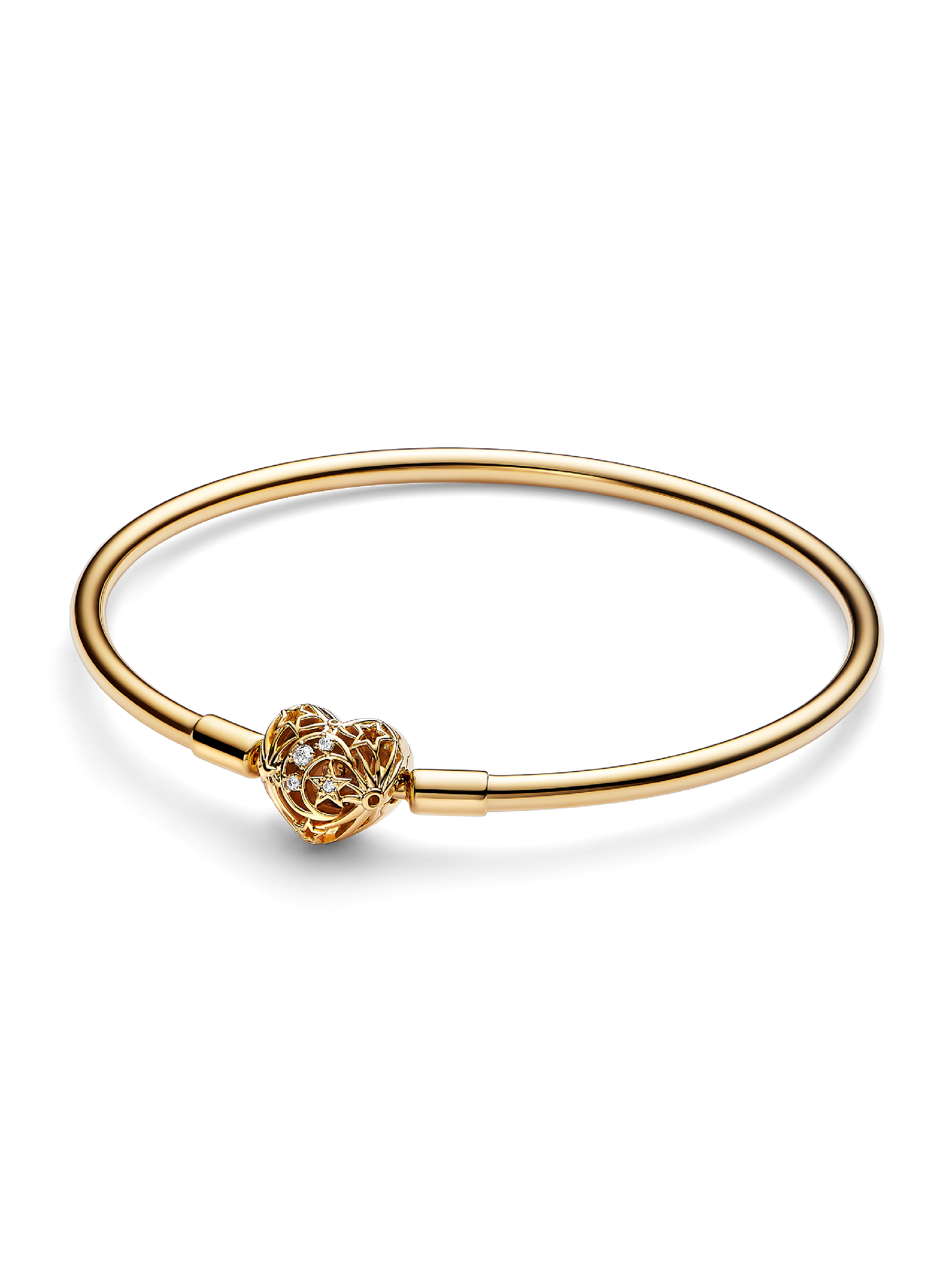 Pandora Celestial Gold-Plated Heart Clasp Bangle GWP 2024