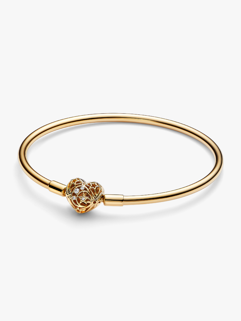 Pandora Celestial Gold-Plated Heart Clasp Bangle GWP 2024