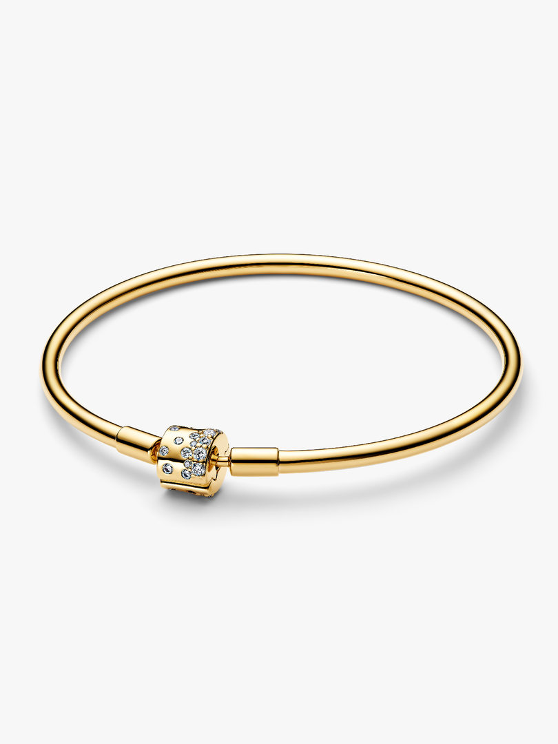 Pandora Sparkling Gold-Plated Barrel Clasp Bangle GWP 2025