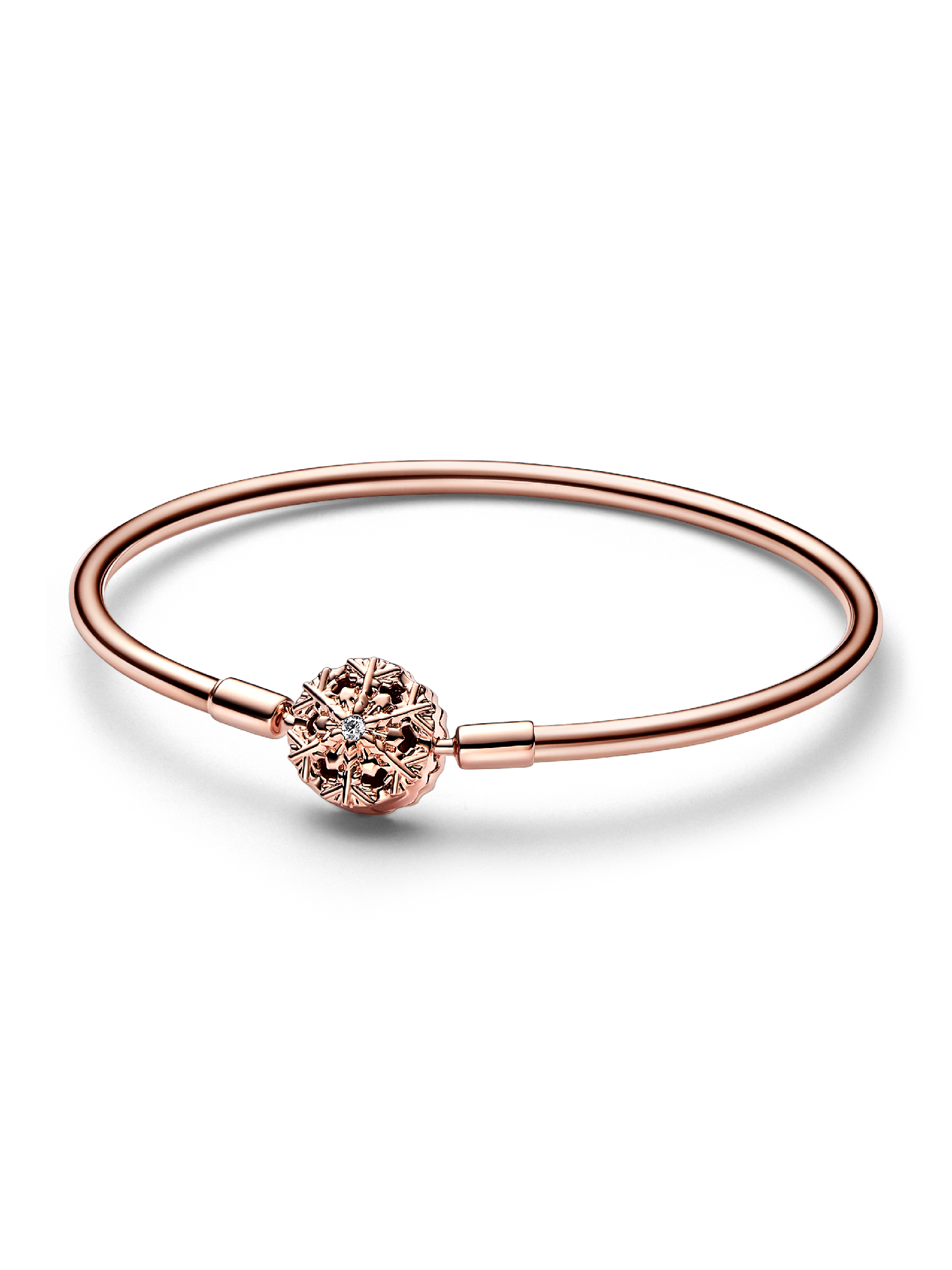 Pandora Moments Sparkling Snowflake Clasp Bangle, Rose Gold-Plated GWP 2022