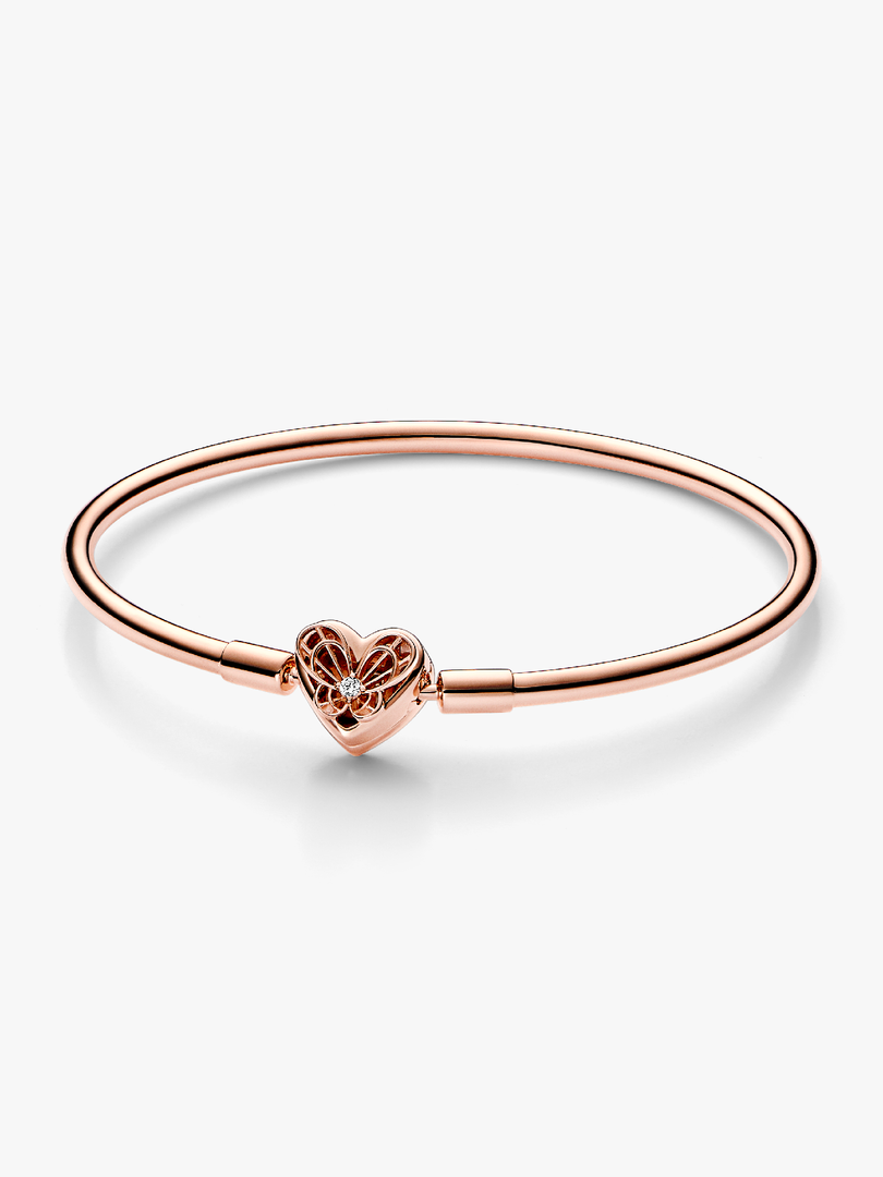 Pandora Moments Heart & Butterfly Bangle, Rose Gold-Plated GWP 2023