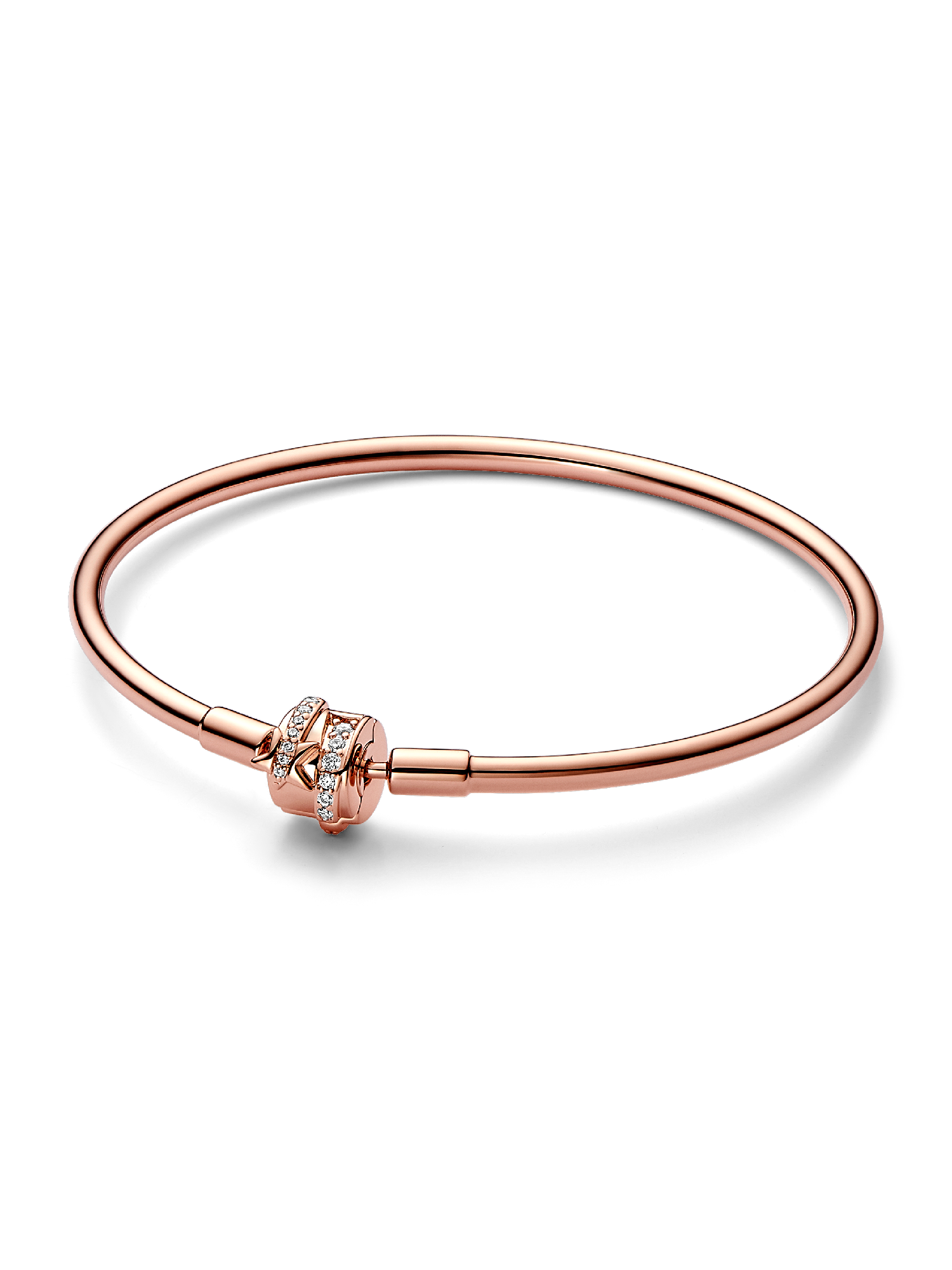 Pandora Moments Sparkling Shooting Star Clasp Bangle, Rose Gold-Plated GWP 2023