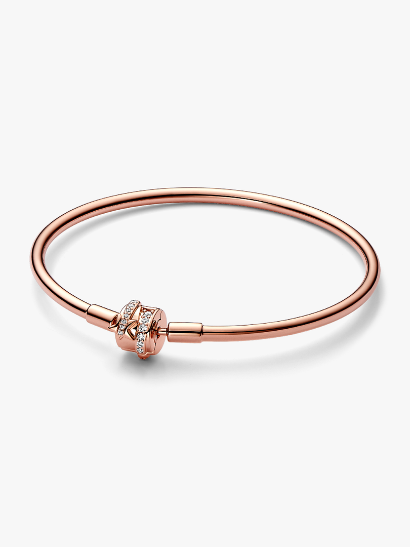 Pandora Moments Sparkling Shooting Star Clasp Bangle, Rose Gold-Plated GWP 2023