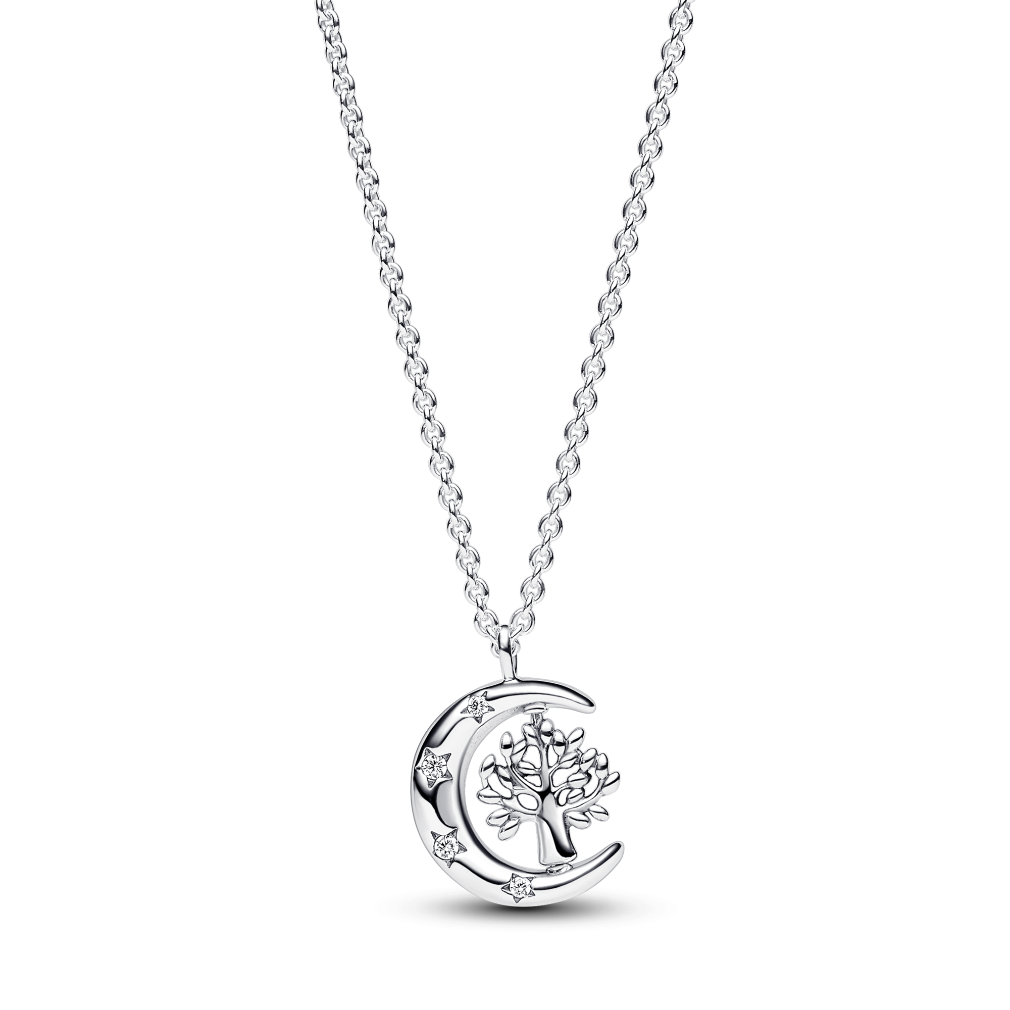 Moon & Spinning Tree of Life Pendant Necklace